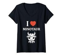 Donna Minimalist Monster Minotaur Greek mythology i love Minotaur Maglietta con Collo a V