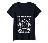 Donna Minimalist Monster Minotaur Greek mythology i'm a Minotaur Maglietta con Collo a V