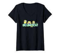 Donna Minions 8-Bit BLUMOCK Pixel Maglietta con Collo a V