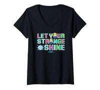 Donna Minions 8-Bit Let Your Strange Shine Maglietta con Collo a V