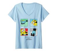 Donna Minions Advancing Through Mistakes Maglietta con Collo a V