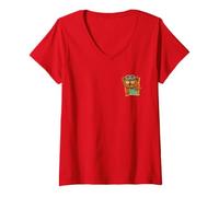 Donna Minions Bear Treats Front And Back Maglietta con Collo a V