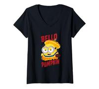 Donna Minions Bello Pumpkin Bob Maglietta con Collo a V