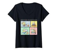 Donna Minions Better Together Bob & Tim Adventures Maglietta con Collo a V