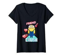 Donna Minions BFF Friend Crush Maglietta con Collo a V
