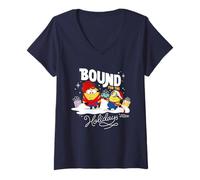 Donna Minions Bound for The Holidays Festive Maglietta con Collo a V