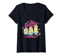 Donna Minions Fluffy & Fabulous Maglietta con Collo a V