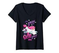 Donna Minions Fluffy Unicorn Cute Lazy Maglietta con Collo a V