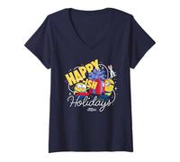 Donna Minions Happy-Ish Holidays Funny Christmas Maglietta con Collo a V