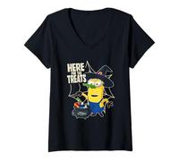 Donna Minions Kevin Witch Here for The Treats Maglietta con Collo a V