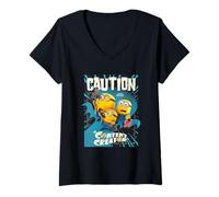 Donna Minions & Monsters Caution Maglietta con Collo a V