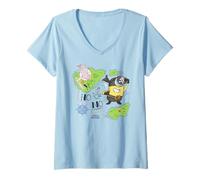 Donna Minions & Monsters Treasure Map Maglietta con Collo a V