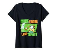 Donna Minions More Tricks Less Treats Maglietta con Collo a V