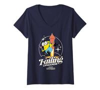 Donna Minions Rocket Falling Upwards Maglietta con Collo a V