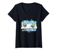 Donna Minions Snowin’ And Throwin’ Holiday Snowball Maglietta con Collo a V