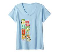 Donna Minions Treats Panel Strip Maglietta con Collo a V