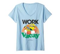 Donna Minions Work Vacay Maglietta con Collo a V