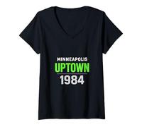 Donna Minneapolis Minnesota Retro City Landmarks Design 1984 MN Maglietta con Collo a V