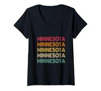 Donna Minnesota - Retro Vintage Style 70s 80s - Throwback Classic Maglietta con Collo a V