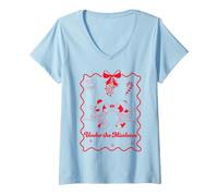 Donna Minnie Mouse Mistletoe Natale Maglietta con Collo a V