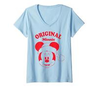 Donna Minnie Mouse Original Natale Maglietta con Collo a V