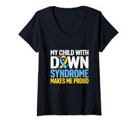 Donna Mio figlio con sindrome di Down mi rende orgoglioso della sindrome di Down Maglietta con Collo a V