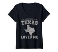 Donna Mio Fratello in Texas AMA Me America Vintage Stato Maglietta con Collo a V