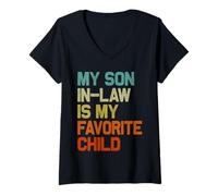 Donna Mio genero è Il Mio Bambino Preferito Divertente Festa del papà retrò Maglietta con Collo a V