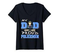 Donna Mio Padre ed io Siamo Fieri poliziotti Maglietta con Collo a V