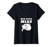 Donna MIR Doch MIAU Non Mi Miao Cat Gatti Maglietta con Collo a V