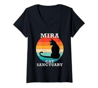 Donna Mira Cat Sanctuary Group Family Reunion Nome Maglietta con Collo a V
