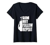 Donna Mira Colpisci Segui Ripeti Golf Disciplina Maglietta con Collo a V