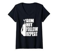Donna Mira Colpisci Segui Ripeti Golf Disciplina Maglietta con Collo a V