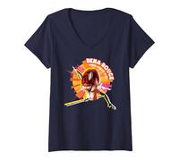 Donna Miraculous Collection Rena Rouge Super Heroez Team Maglietta con Collo a V, Navy, XL