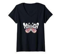 Donna Miranda Butterfly - Personalizzato Carino Nome Word Art Maglietta con Collo a V