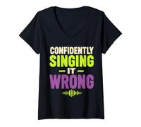 Donna Misheard Lyric Humor Singing It Wrong Maglietta con Collo a V