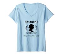 Donna Miss Marple Sharp Come Un Ferro da Maglia Maglietta con Collo a V