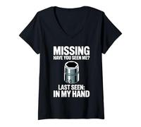 Donna Missing Have You Seen Me 10MM Socket Car Guy Meccanico Maglietta con Collo a V