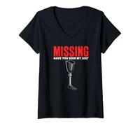 Donna Missing Have You Seen My Leg Amputato Divertente Gamba Maglietta con Collo a V