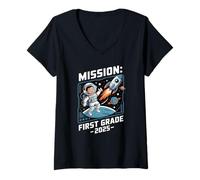 Donna Mission 1st Grade Astronaut School Start Back To School Maglietta con Collo a V