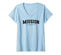 Donna Missione Originale Texas Retro Hometown Nome Mission Original Maglietta con Collo a V