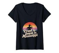 Donna Mississippi Heritage Orgoglioso di sudare in Mississippi Maglietta con Collo a V
