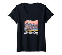 Donna Missouri Kansas City Maglietta con Collo a V