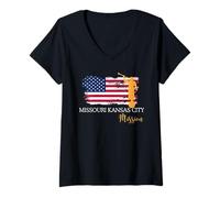 Donna Missouri Kansas City Missionary Pride Design Maglietta con Collo a V