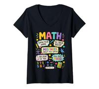 Donna Mistakes Help You Grow Math Teacher Back To School Classroom Maglietta con Collo a V
