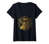 Donna Mistico Egitto Piramide Horus Occhio Geometria Egitto Maglietta con Collo a V