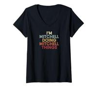 Donna Mitchell Name Mitchell Personalized Name First Given Maglietta con Collo a V