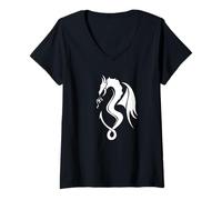 Donna Mitica Creatura Drago Maglietta con Collo a V