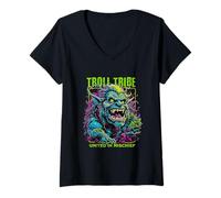 Donna Mitica tribù dei Troll - Bold Urban Aesthetic Maglietta con Collo a V