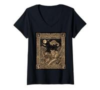 Donna Mito astronomico della Carta dei tarocchi dell'opossum Celeste Maglietta con Collo a V
